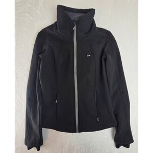 Bench Urbanwear Womens Black Softshell Fleece Lined Jacket Full Zip Funnel Neck